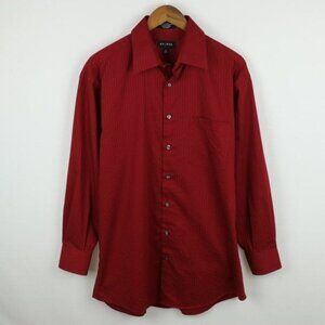 Axcess Men's Neck 16 Red Striped Cotton Long Sleeve Button Up Dress Shirt
